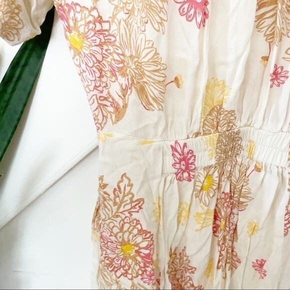 Free People Cream & Red Combo Short Sleeve Blue Hawaii Mini Dress Size S - Picture 7 of 9